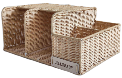 LELLOBABY™ X Hampton BABY - Deluxe Rattan Diaper Caddy