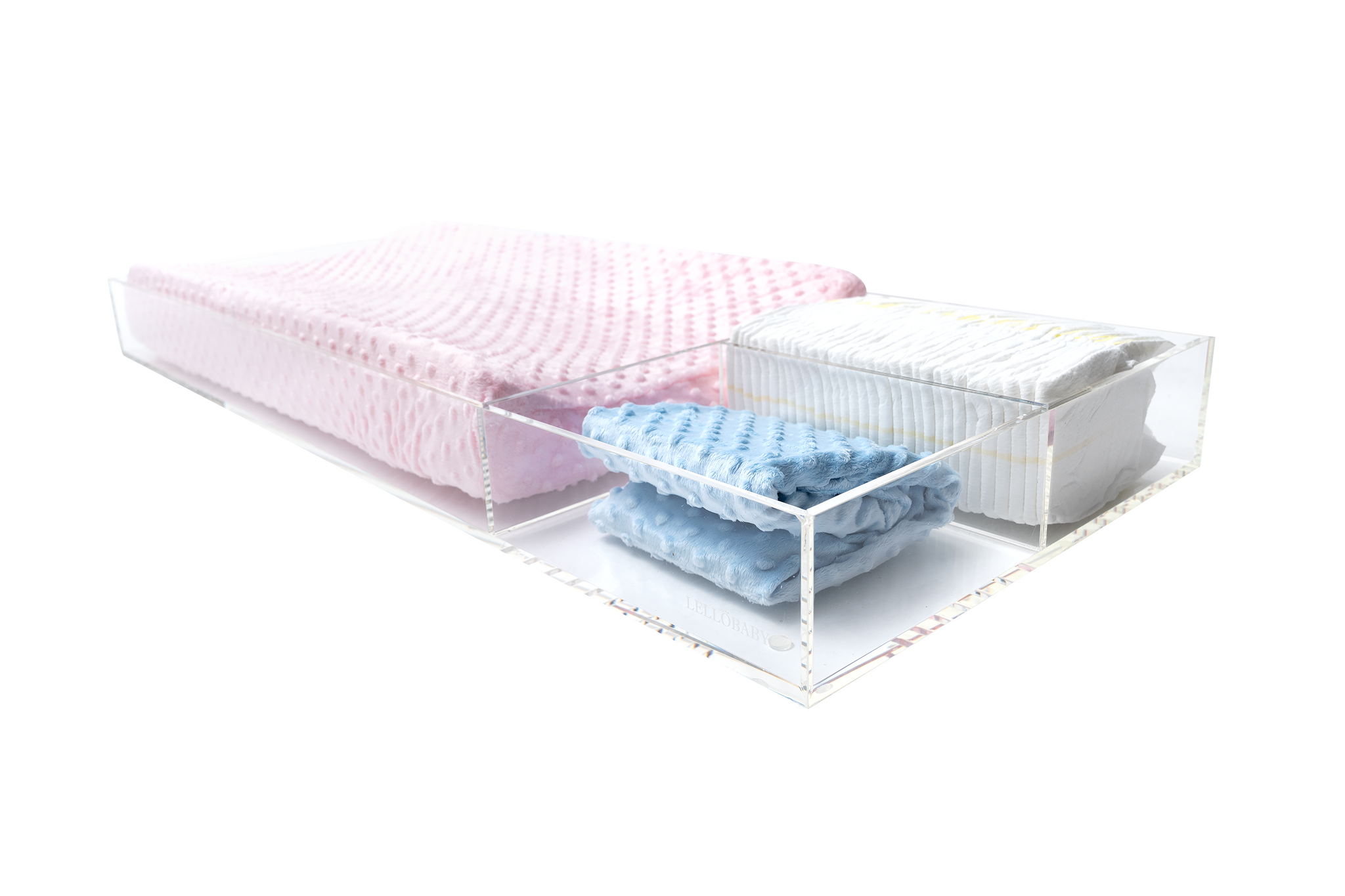 LELLOBABY™ the Original Lucite Acrylic Diaper Caddy the Perfect Deluxe  Nursery Assistant 