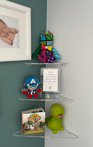 LELLOBABY™ - (Set of 3) Acrylic Corner Shelving 8"/10"/12"